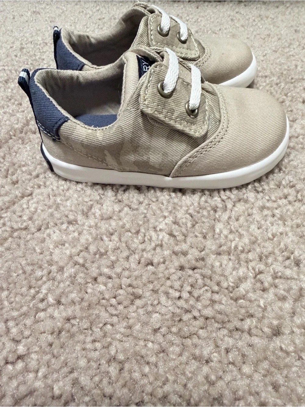 Sperry Tan Canvas Sneakers.